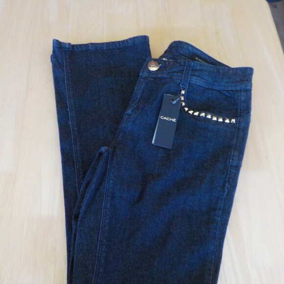 Cache Jeans - Size 6 - NWT - Dark Denim - Slim Boot - Gold Detail Pockets (428) - Picture 1 of 10